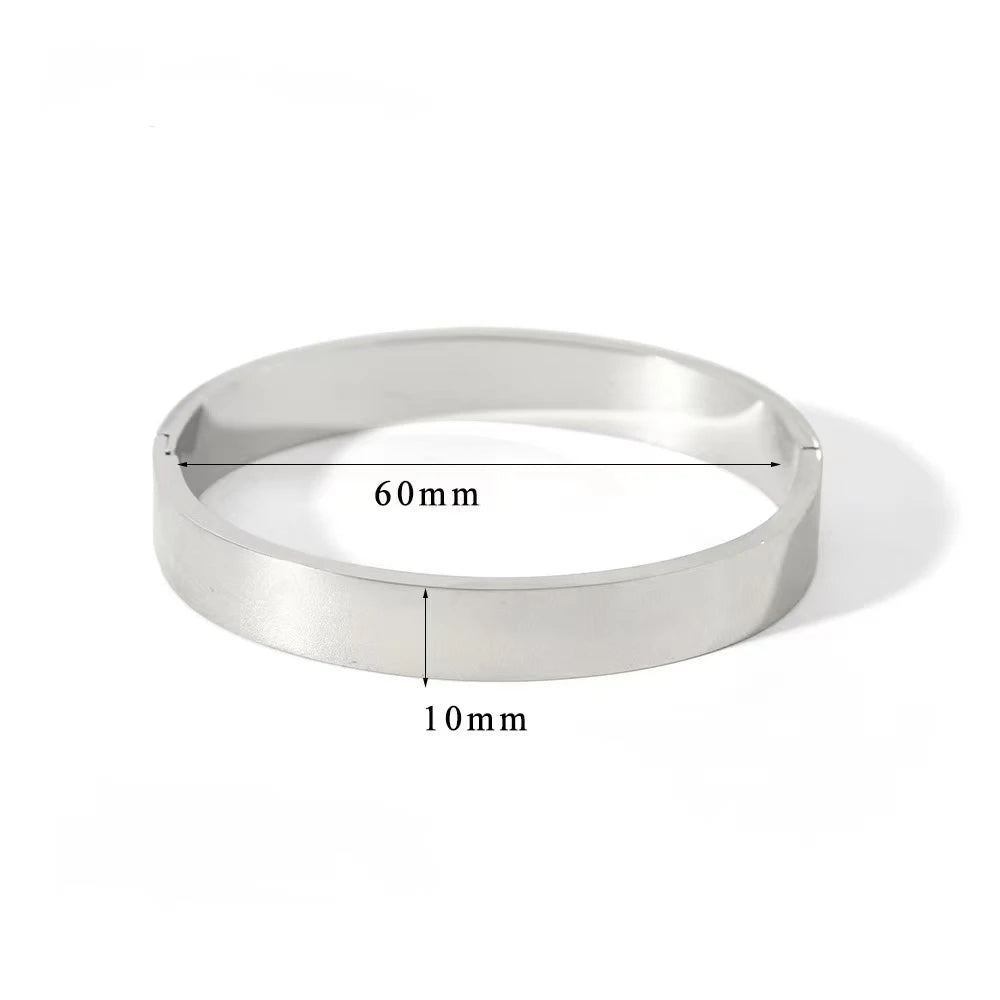 Waterproof Stainless Steel Oval Smooth Bracelet Bangle