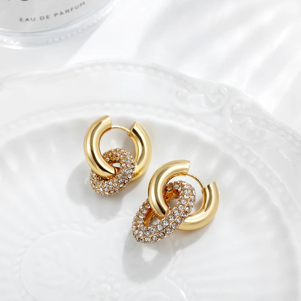 Fashion CZ Zircon Round Huggie Hoop Earrings
