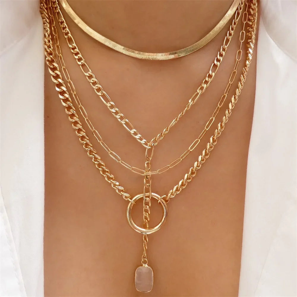 Punk Gold-plate  Head Portrait Coin Pendant Necklace