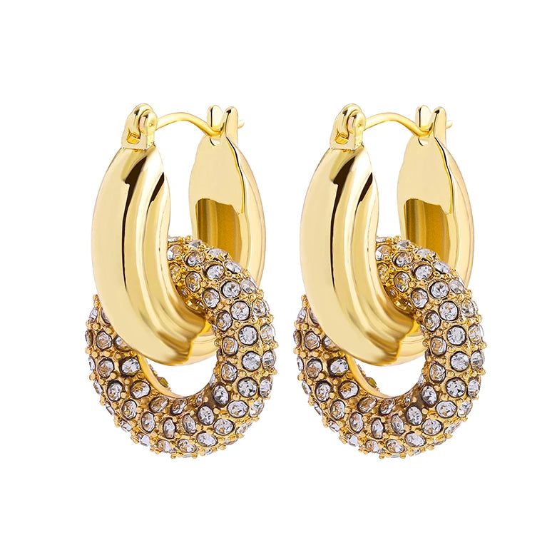 Fashion CZ Zircon Round Huggie Hoop Earrings