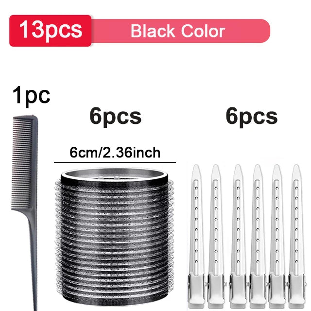 13pcs Black Self Grip Hair Rollers