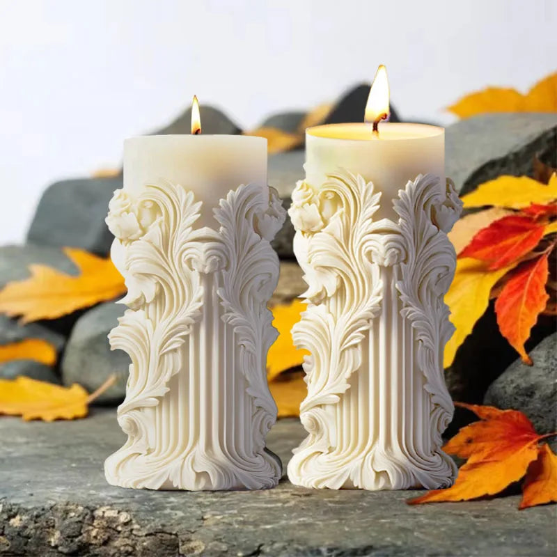Blooming peony flower relief cylindrical candle silicone mold flower cylinder resin silicone mould Blooming peony gypsum molds