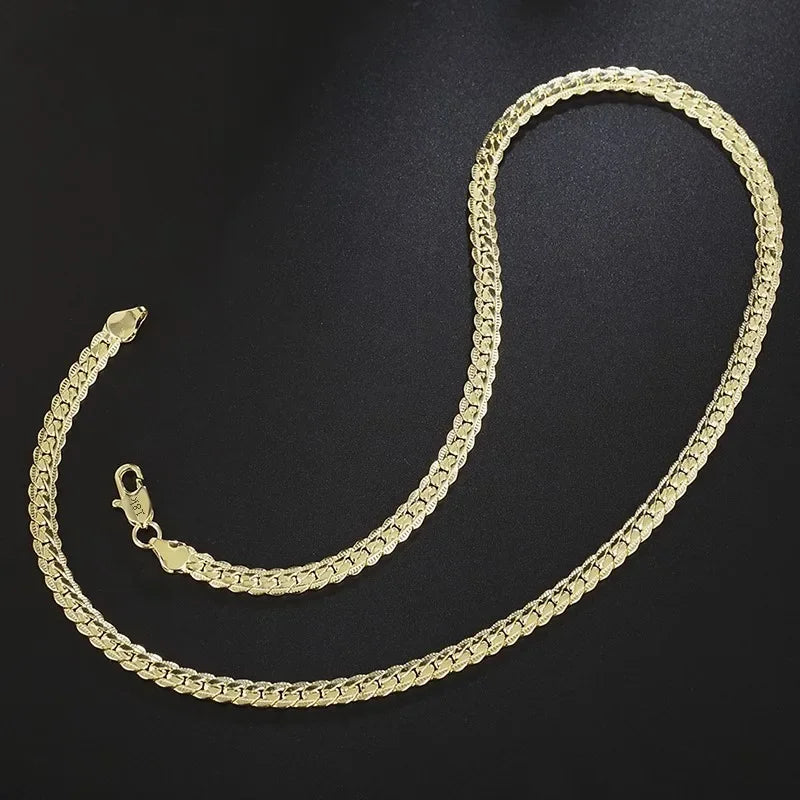 18K Gold Full Sideways Figaro Chain Necklace