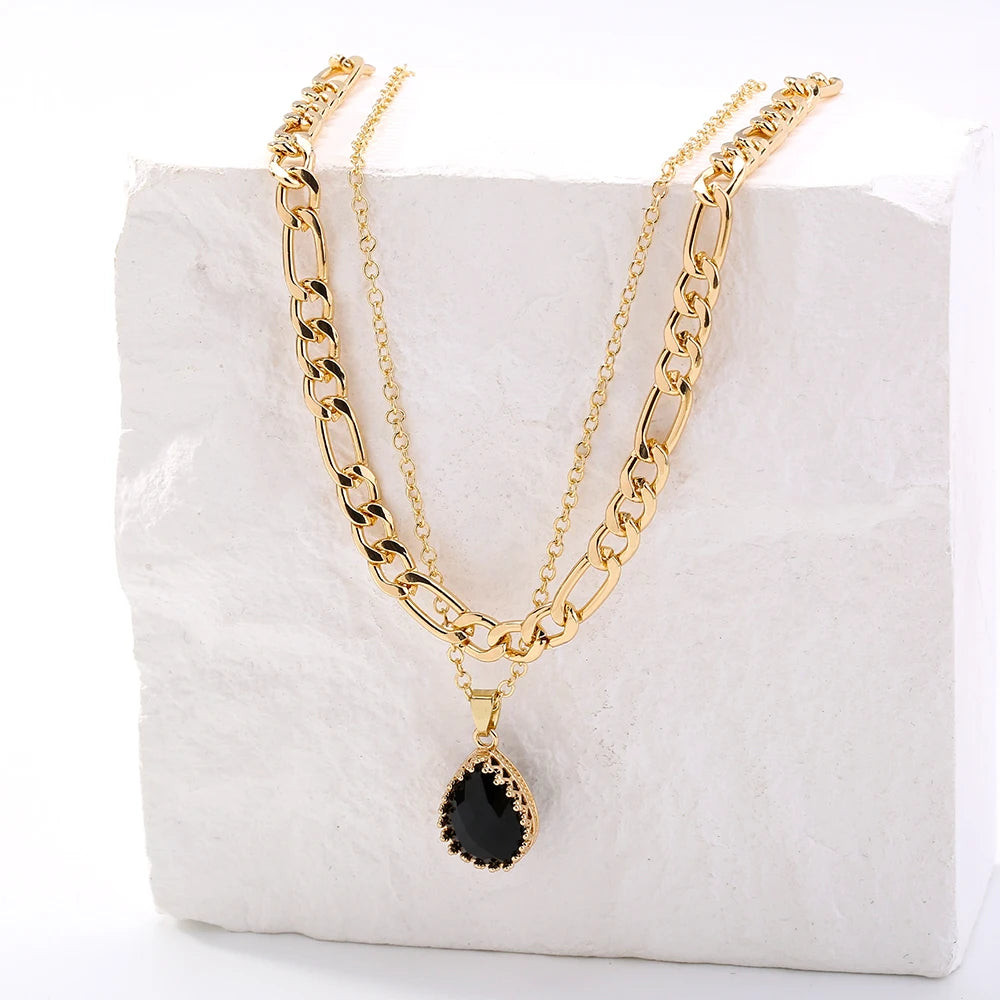 Golden Letter Heart Butterfly Pendant Metal Chain Necklace