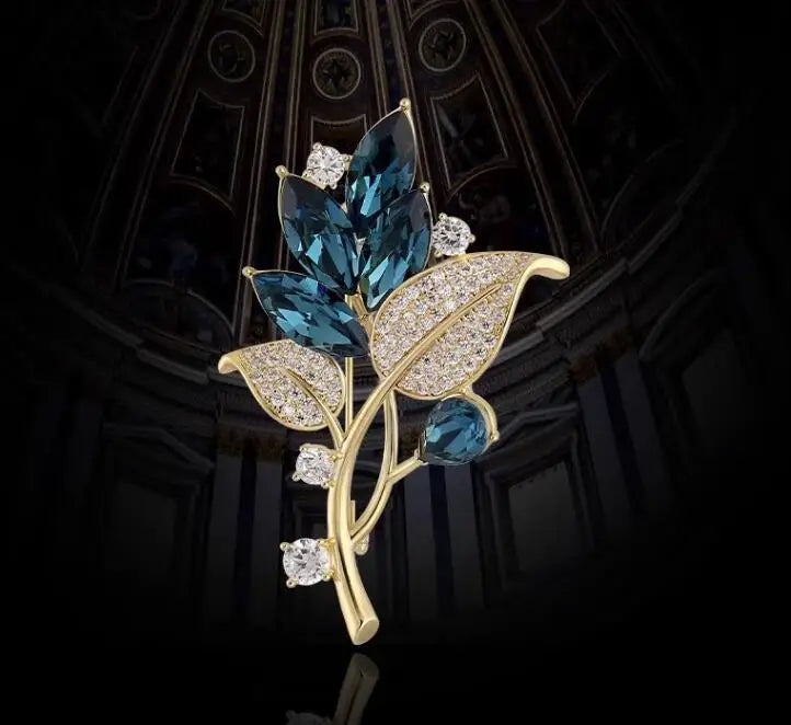 Elegant Gold Color Rose Flower Brooches