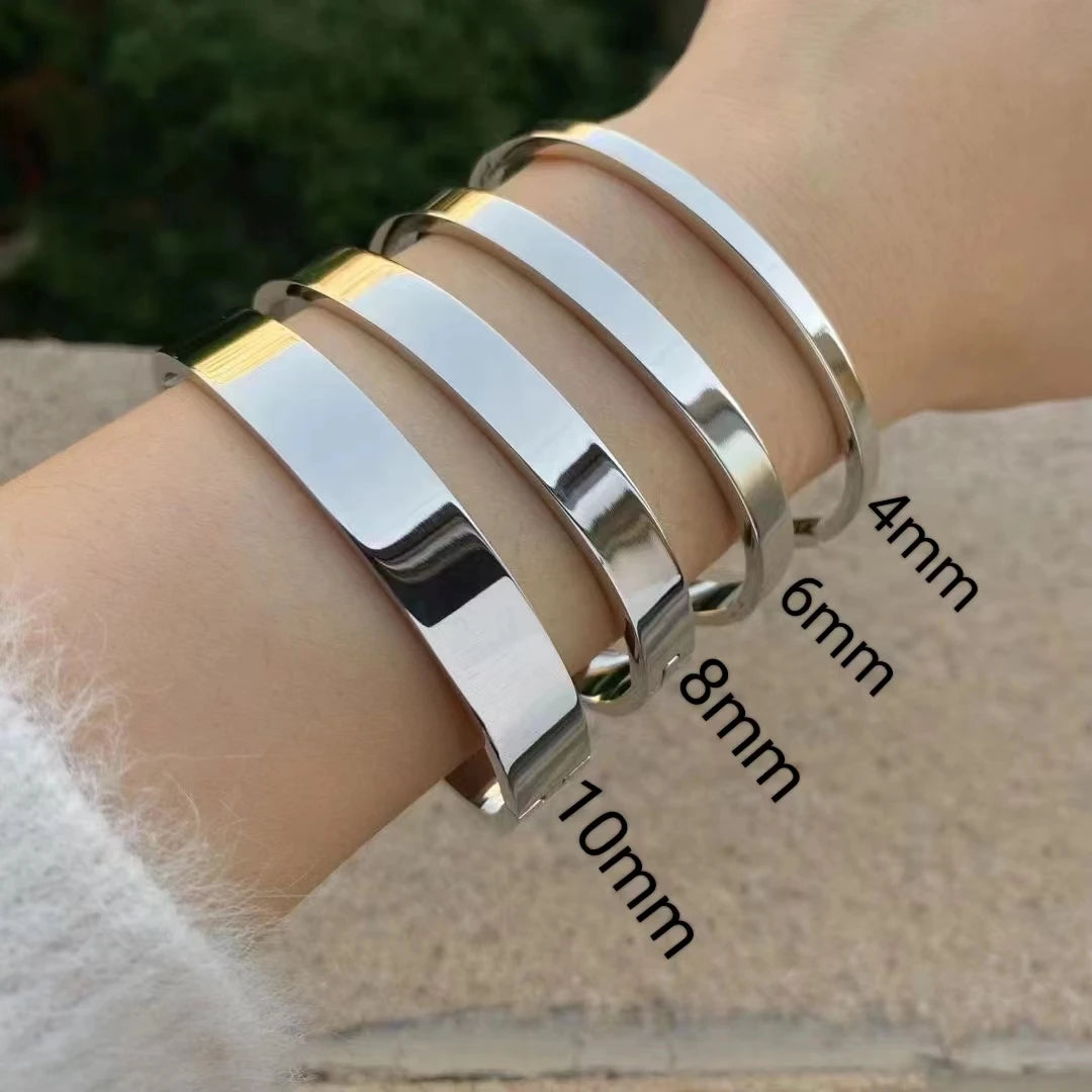 Waterproof Stainless Steel Oval Smooth Bracelet Bangle