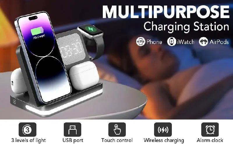 Wireless Charger Stand For iPhone 15 14 Samsung S23 S22 Ultra Fold Z Flip