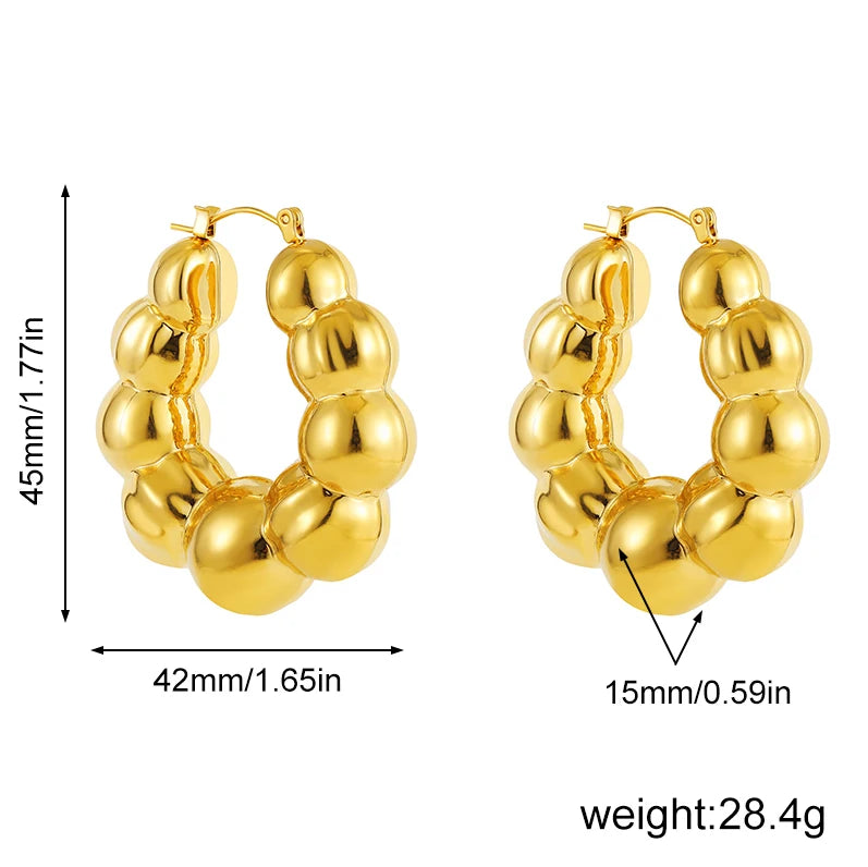 Stainless Steel Smooth Round Tube Chunky Hoop Earrings