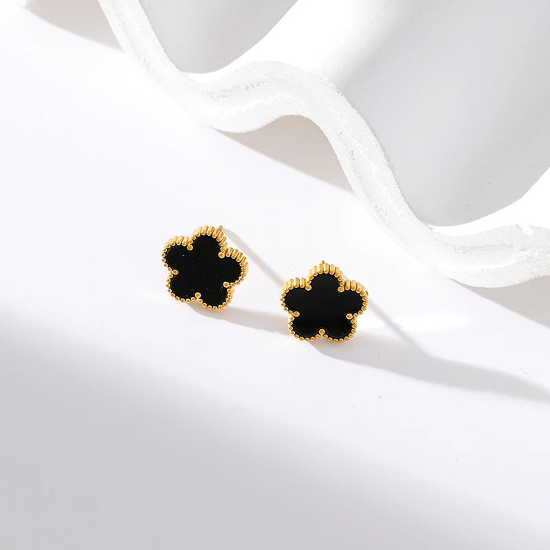 Five Leaf Clover Flower Necklace Bracelet Earrings Set