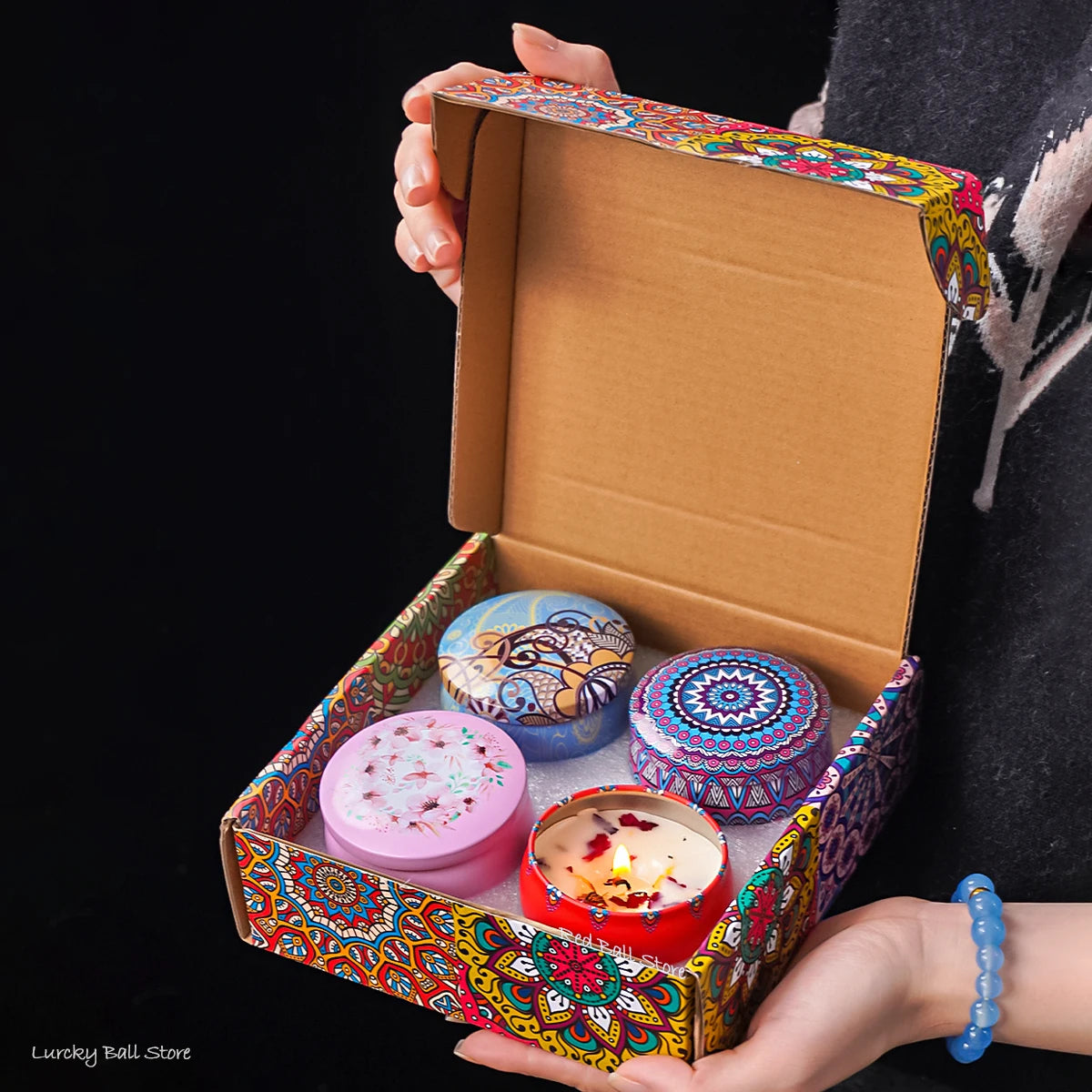 4Pcs/Box Fragrance Scented Candle Set Gift Islamic Arabian Patterns