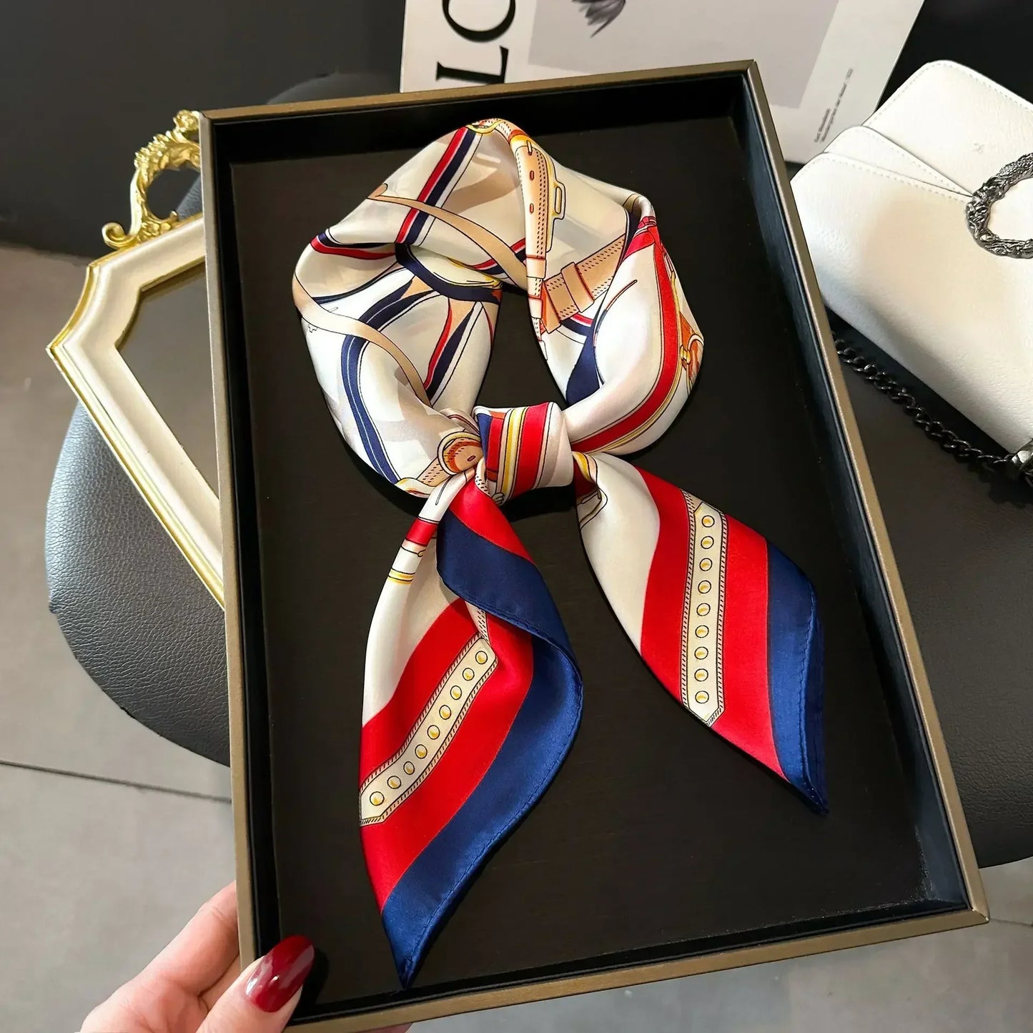 Luxury Silk Square Scarf 
Soft Satin Horse Hairband