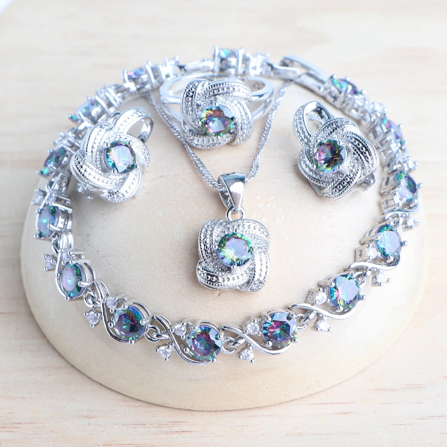 Blue Zirconia Jewelry Sets 925 Sterling Silver