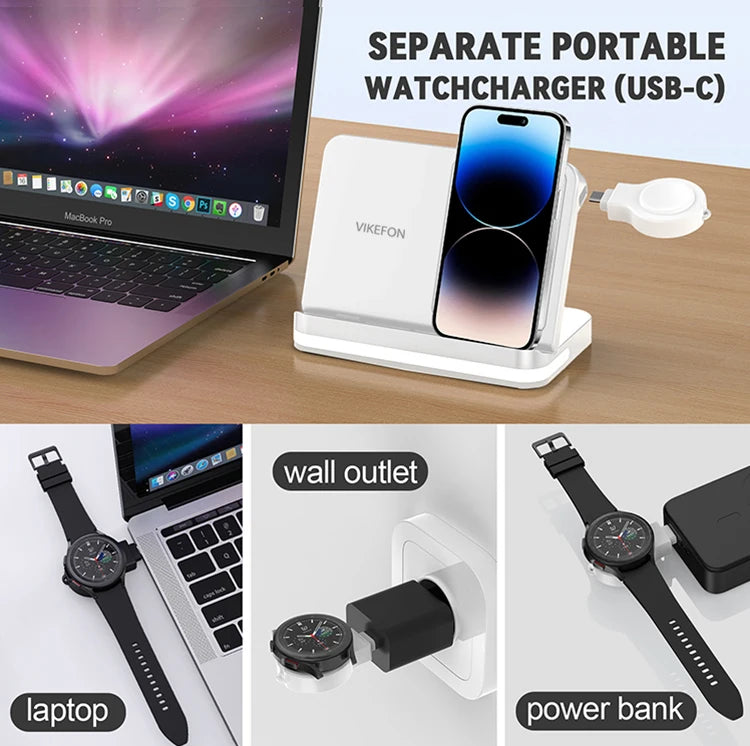 Wireless Charger Stand For iPhone 15 14 Samsung S23 S22 Ultra Fold Z Flip