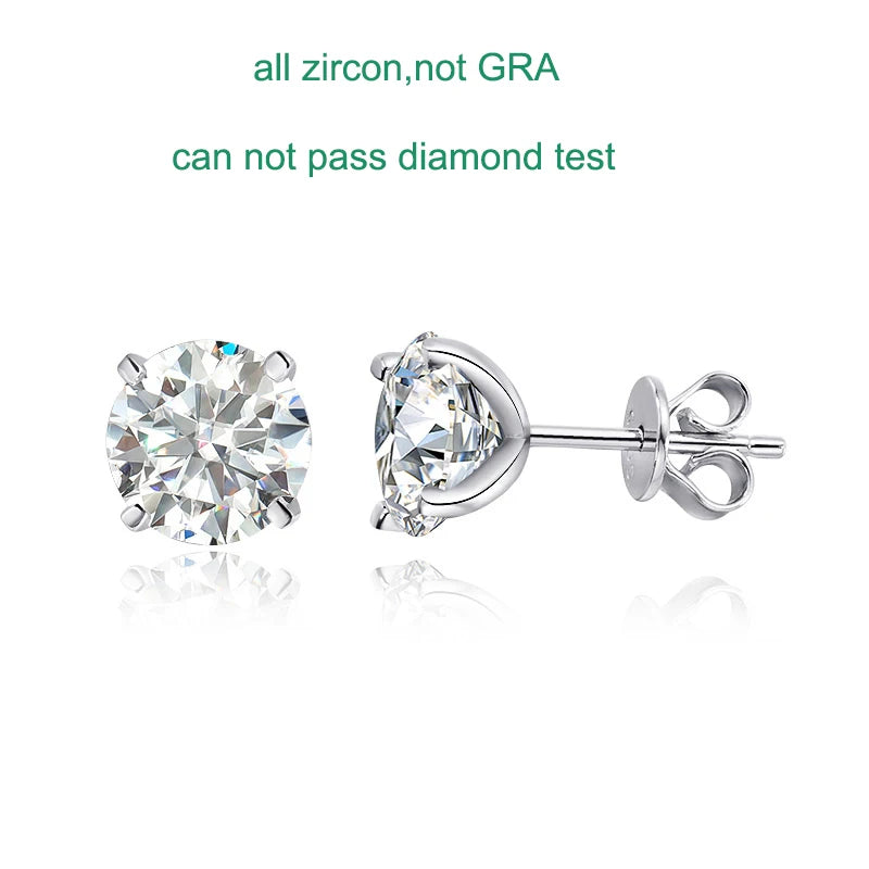 GRA Certified Moissanite Stud Earrings  0.2-2CT