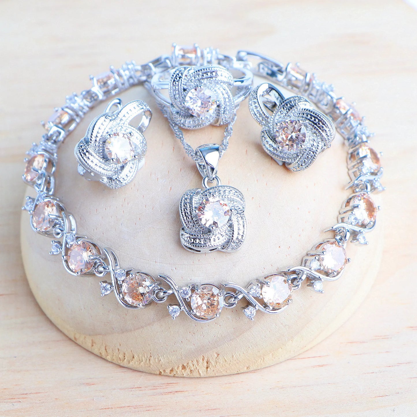 Blue Zirconia Jewelry Sets 925 Sterling Silver