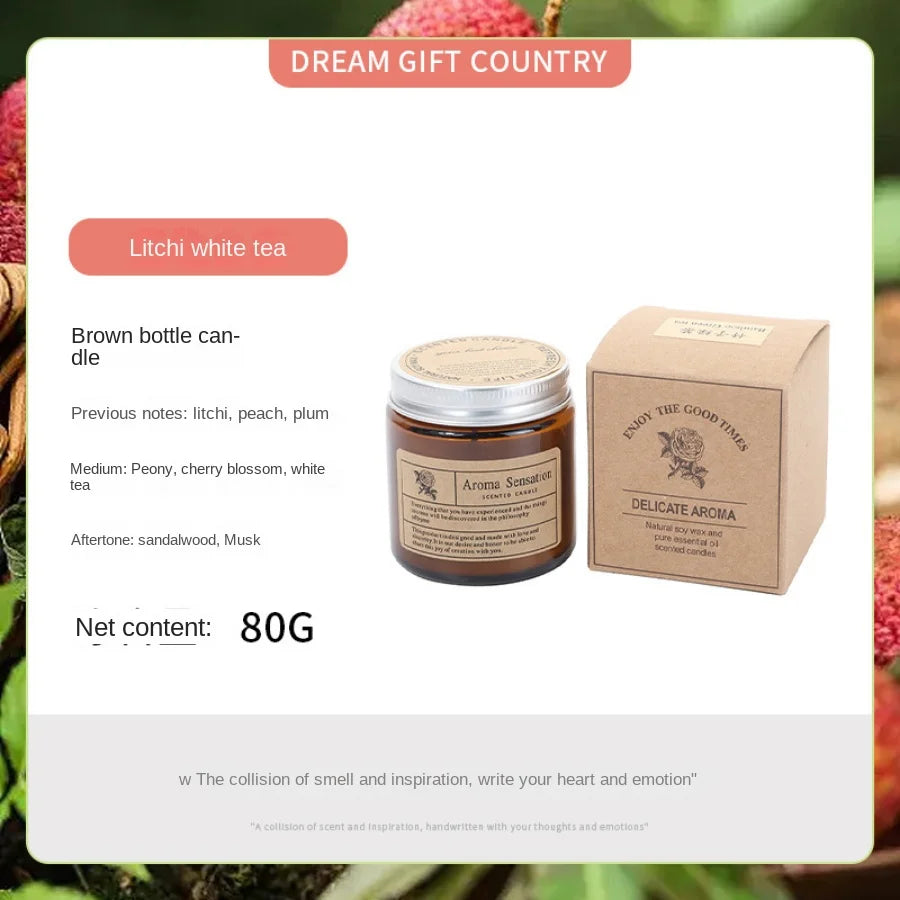 Brown Glass Aromatherapy Candle Smokeless scented