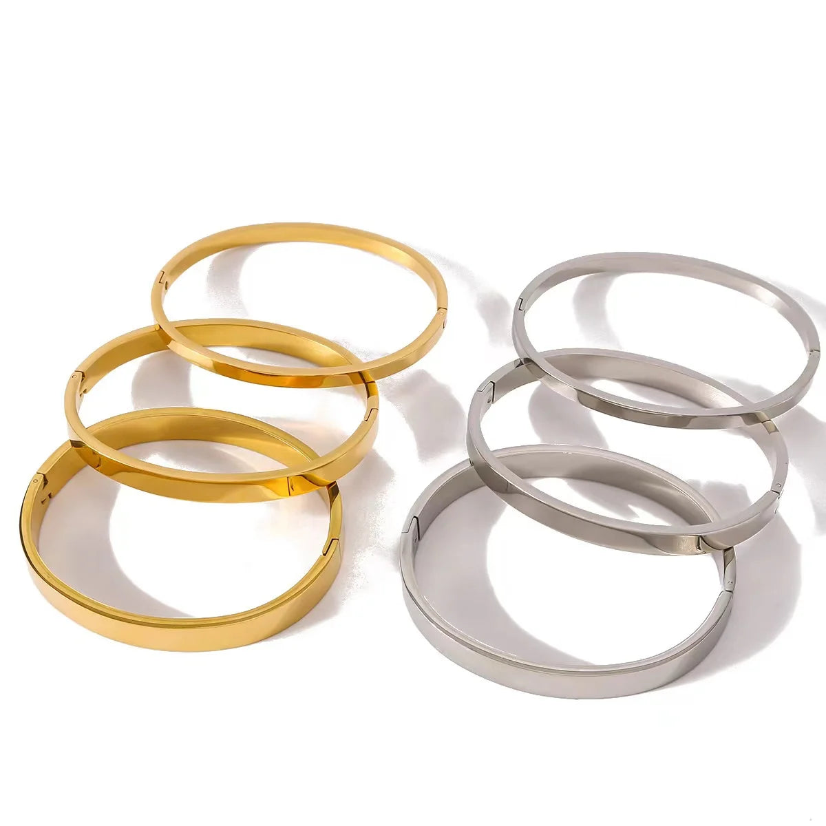 Waterproof Stainless Steel Oval Smooth Bracelet Bangle