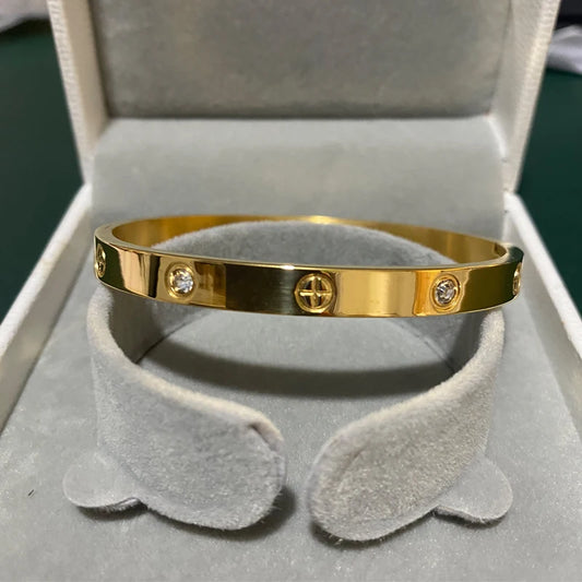 Gold Color Zircon And Cross Nut Nail Bracelet & Bangle