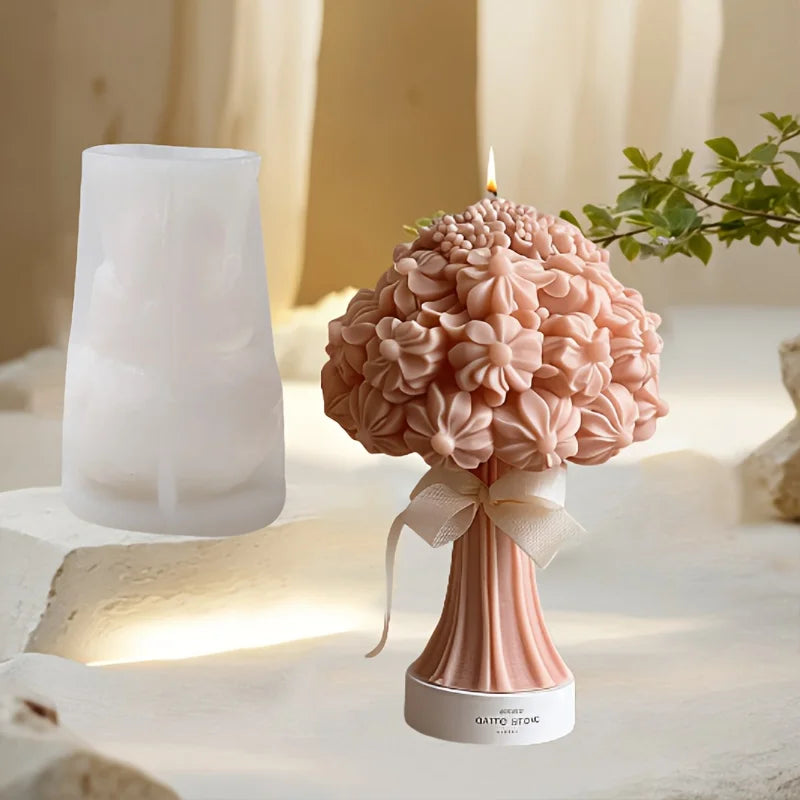 New 3D Rose Bouquet Candle Silicone Mold