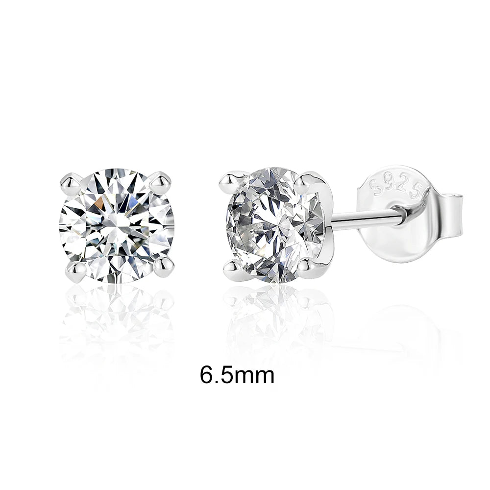0.5-1.2 Carat D Color Moissanite Ear Stud Earrings 925 Sterling Silver