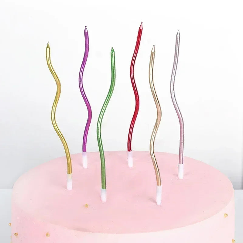 6/120/96Pcs Curved Cake Candles Birthday Baby