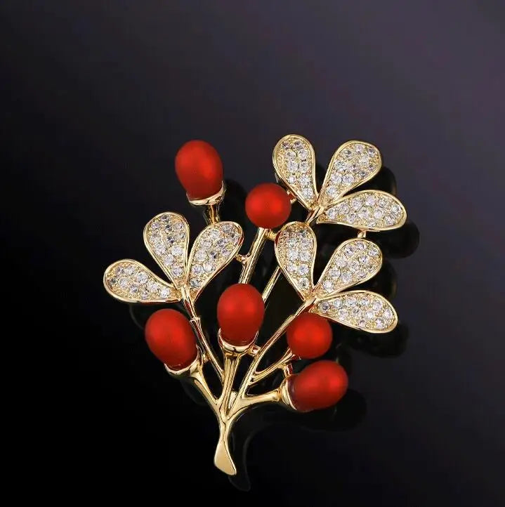Elegant Gold Color Rose Flower Brooches