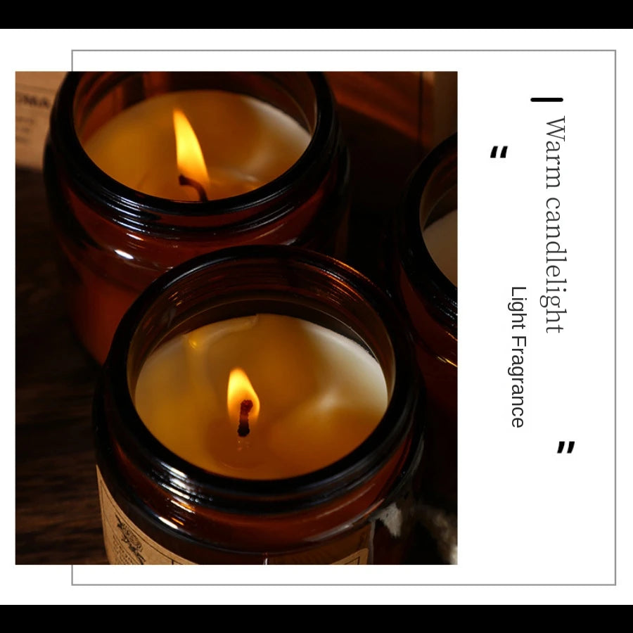 Brown Glass Aromatherapy Candle Smokeless scented