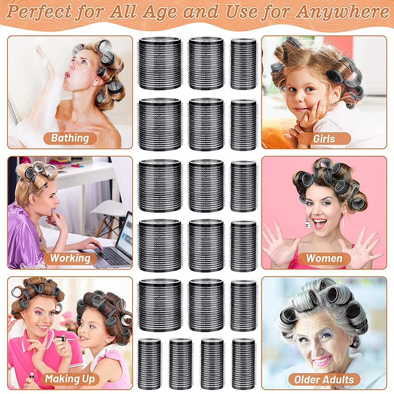 13pcs Black Self Grip Hair Rollers