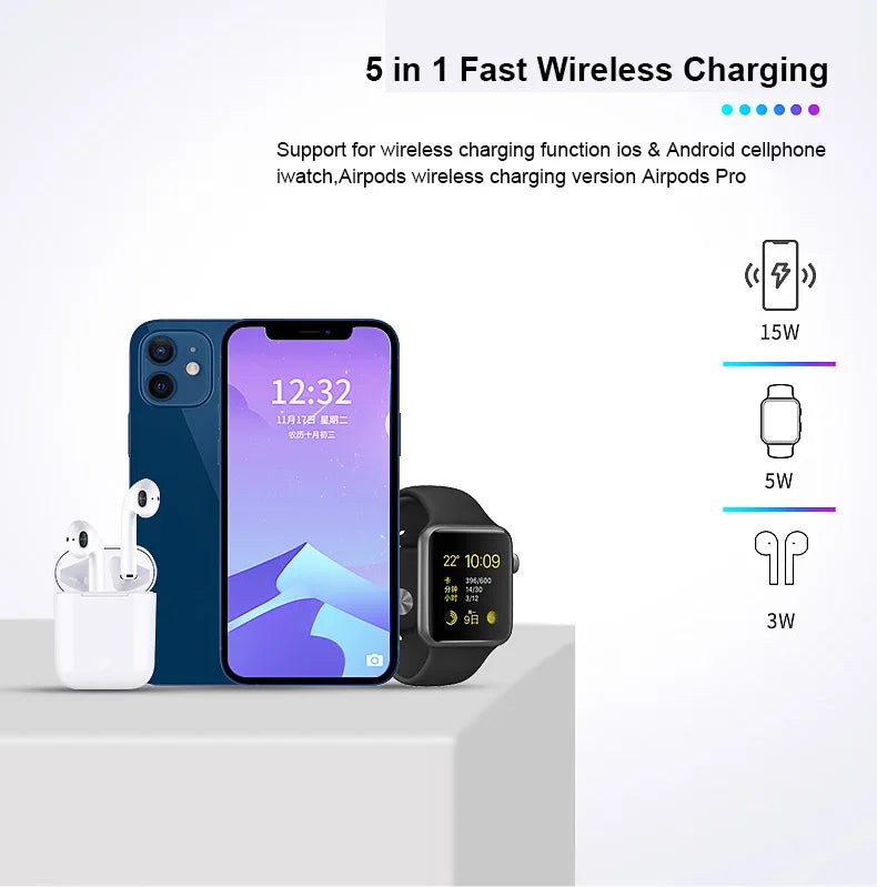 3 In 1 Magnetic Wireless Charger  For iPhone , Apple Watch ,Airpods
