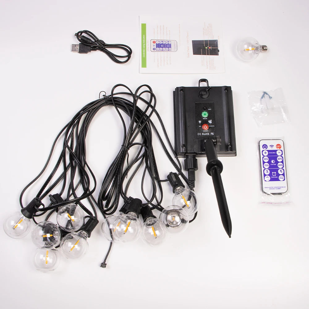 Solar String Lights Outdoor G40 Patio Lights