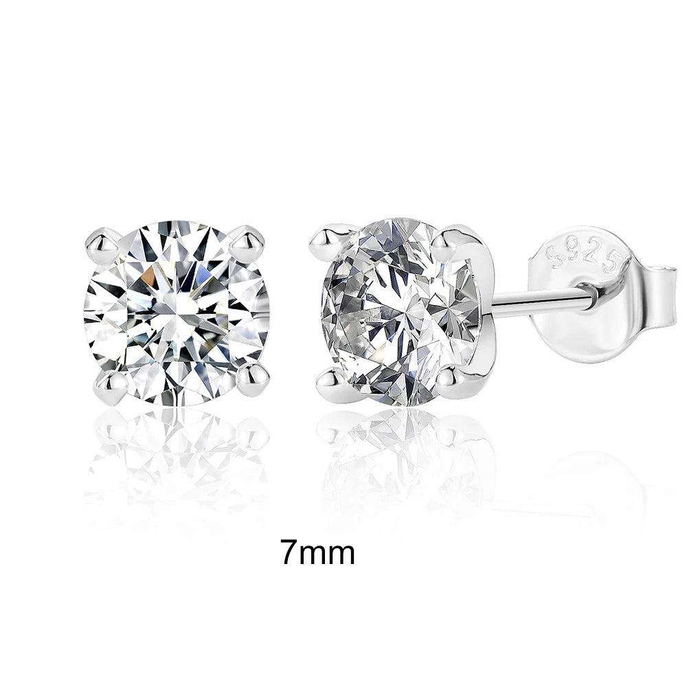 0.5-1.2 Carat D Color Moissanite Ear Stud Earrings 925 Sterling Silver
