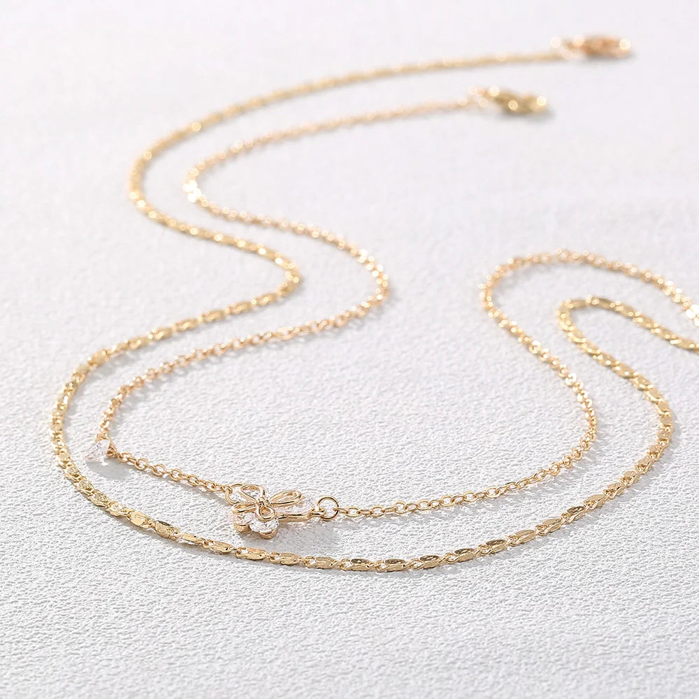 Golden Letter Heart Butterfly Pendant Metal Chain Necklace