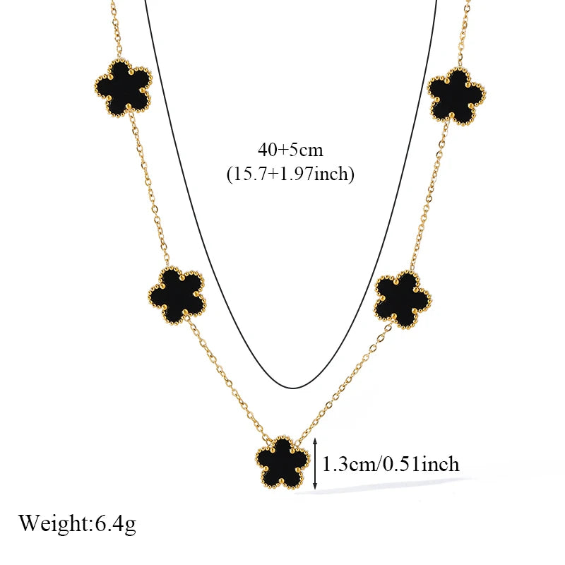 Five Leaf Clover Flower Necklace Bracelet Earrings Set