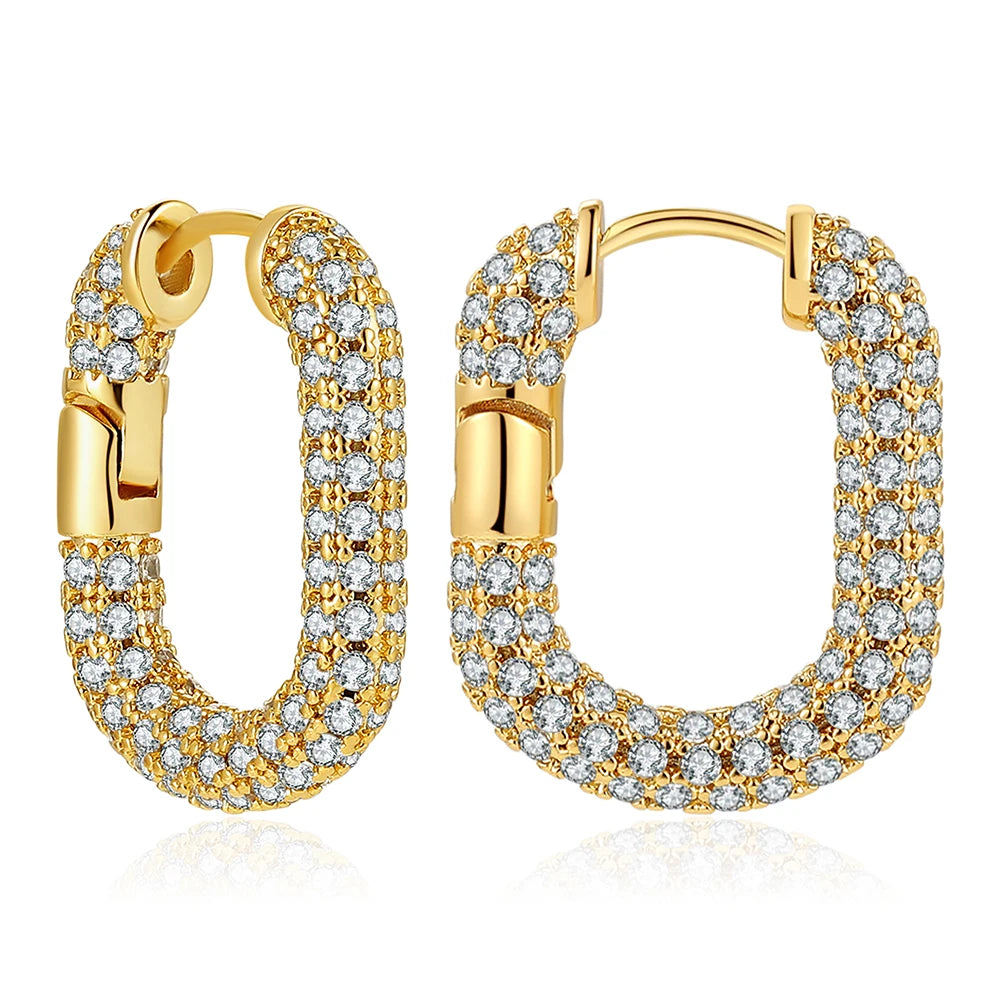 Fashion CZ Zircon Round Huggie Hoop Earrings