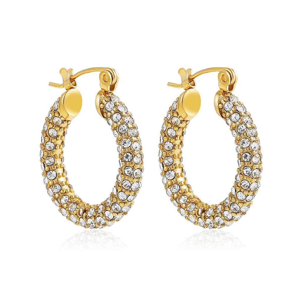 Fashion CZ Zircon Round Huggie Hoop Earrings