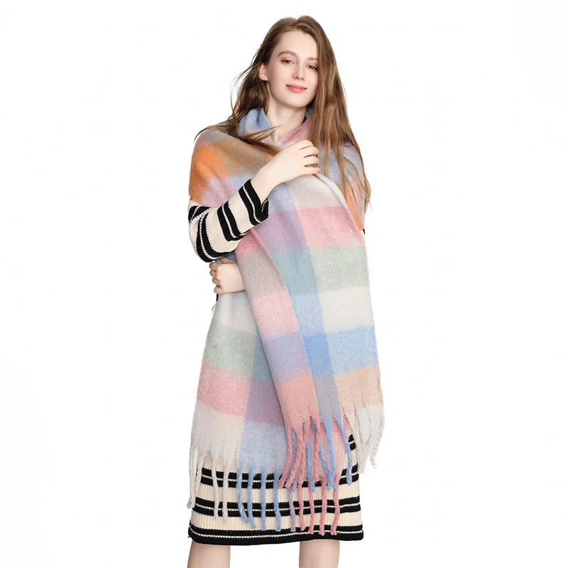 Luxury Cashmere Bright Solid Colors Scarf Winter Shawl
