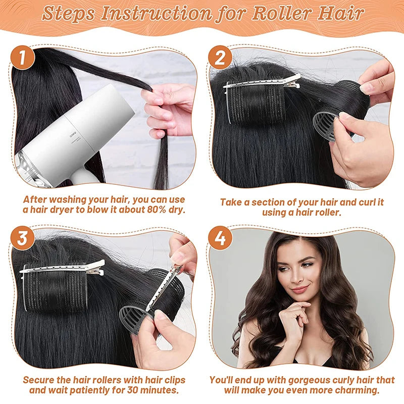 13pcs Black Self Grip Hair Rollers