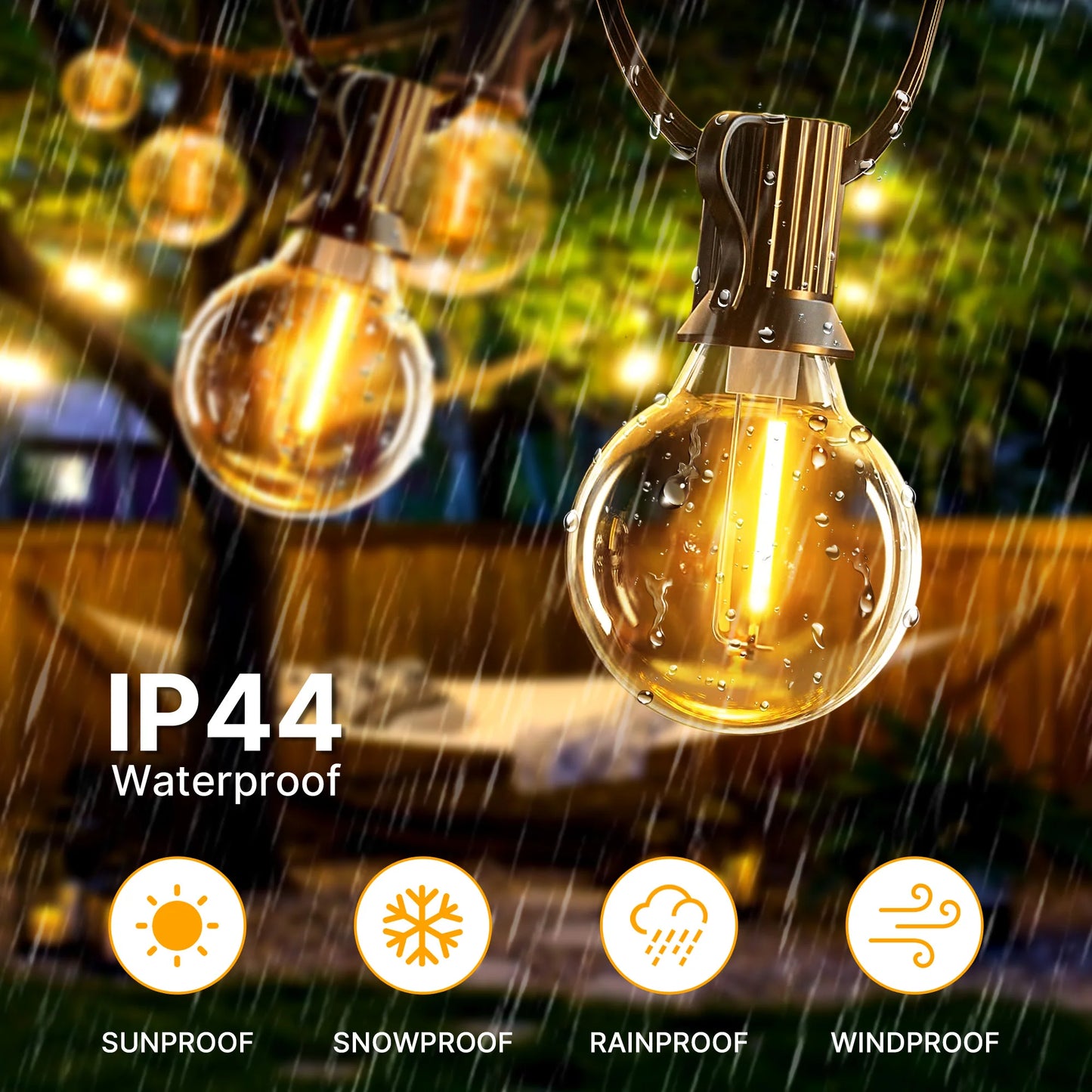 Solar String Lights Outdoor G40 Patio Lights