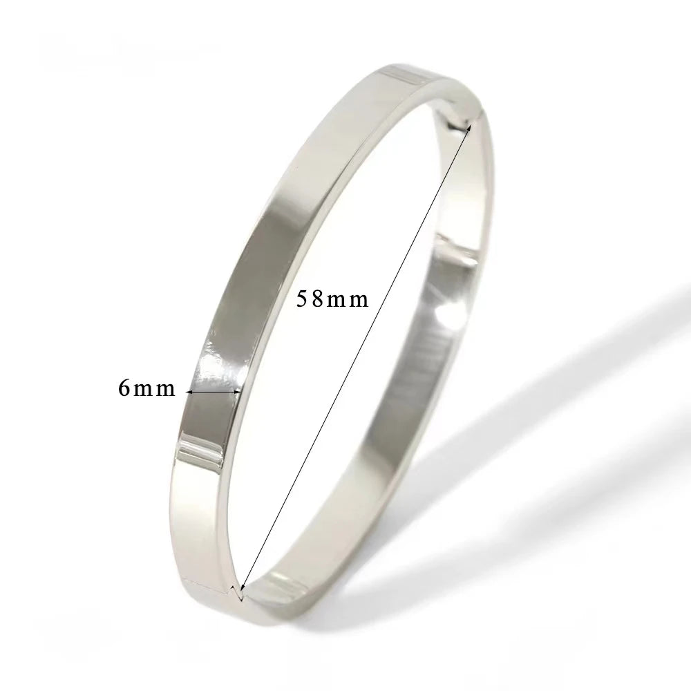 Waterproof Stainless Steel Oval Smooth Bracelet Bangle