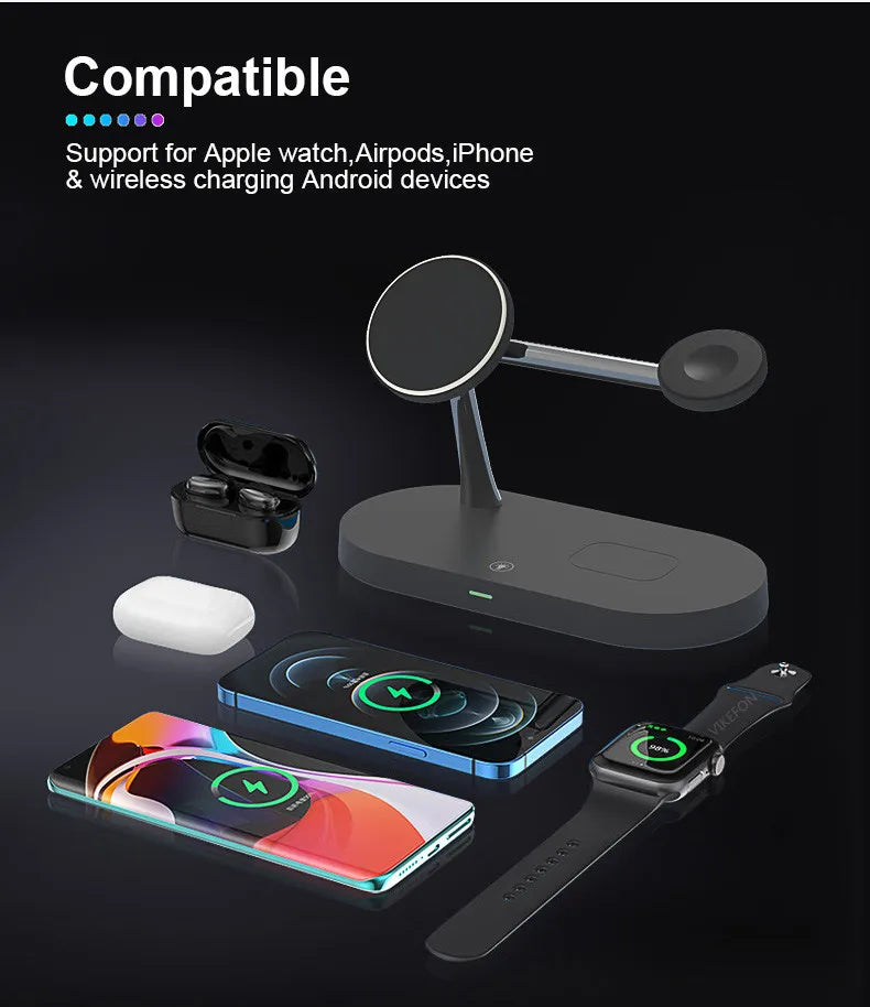 3 In 1 Magnetic Wireless Charger  For iPhone , Apple Watch ,Airpods