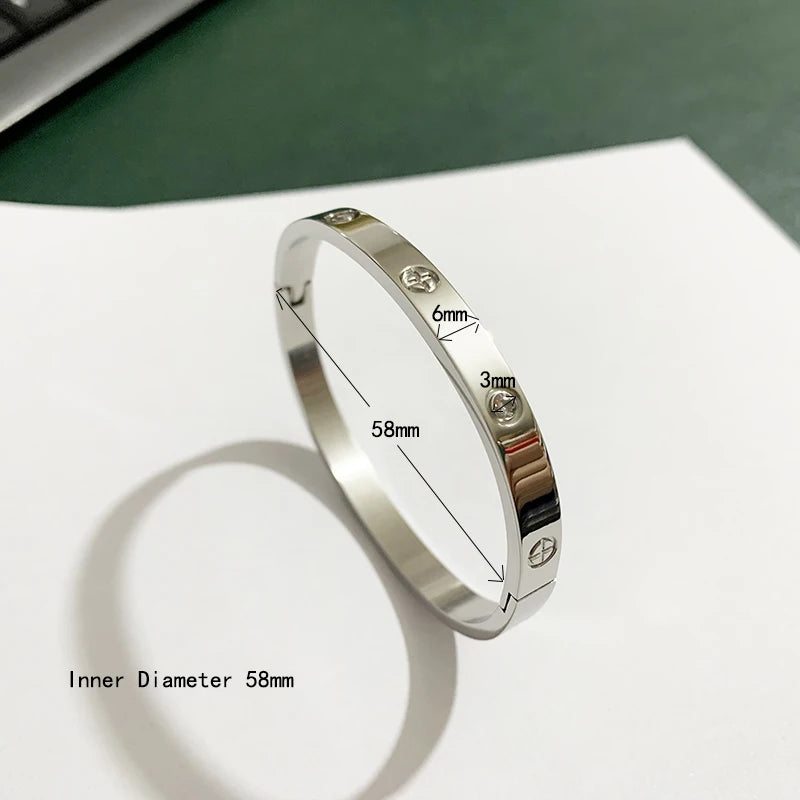 Gold Color Zircon And Cross Nut Nail Bracelet & Bangle