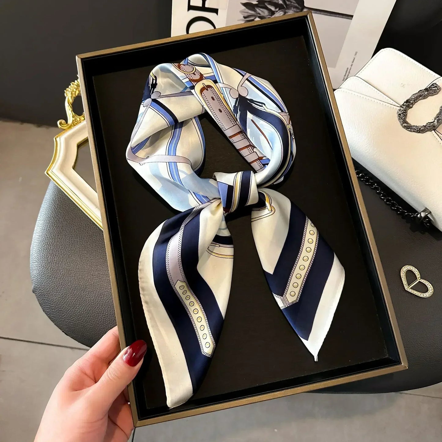 Luxury Silk Square Scarf 
Soft Satin Horse Hairband