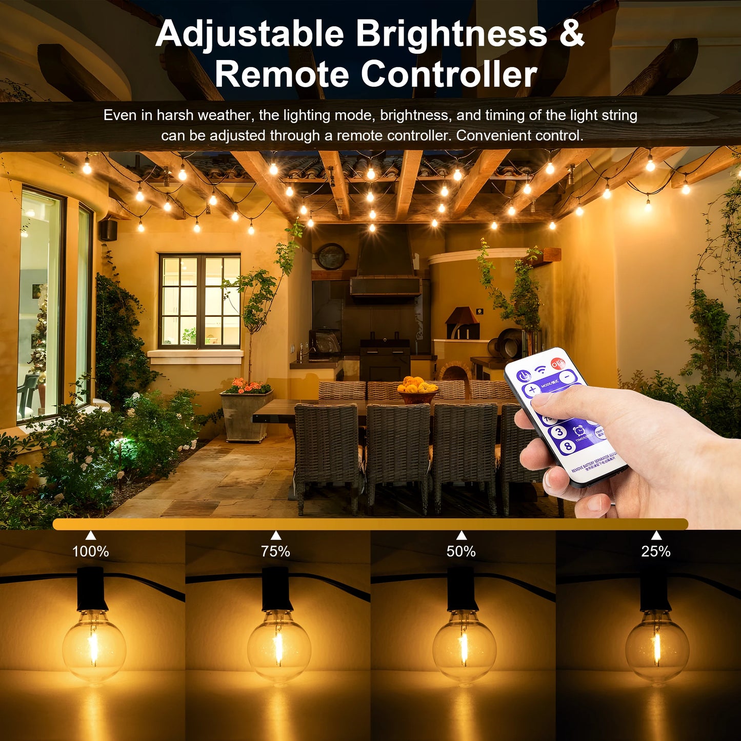 Solar String Lights Outdoor G40 Patio Lights