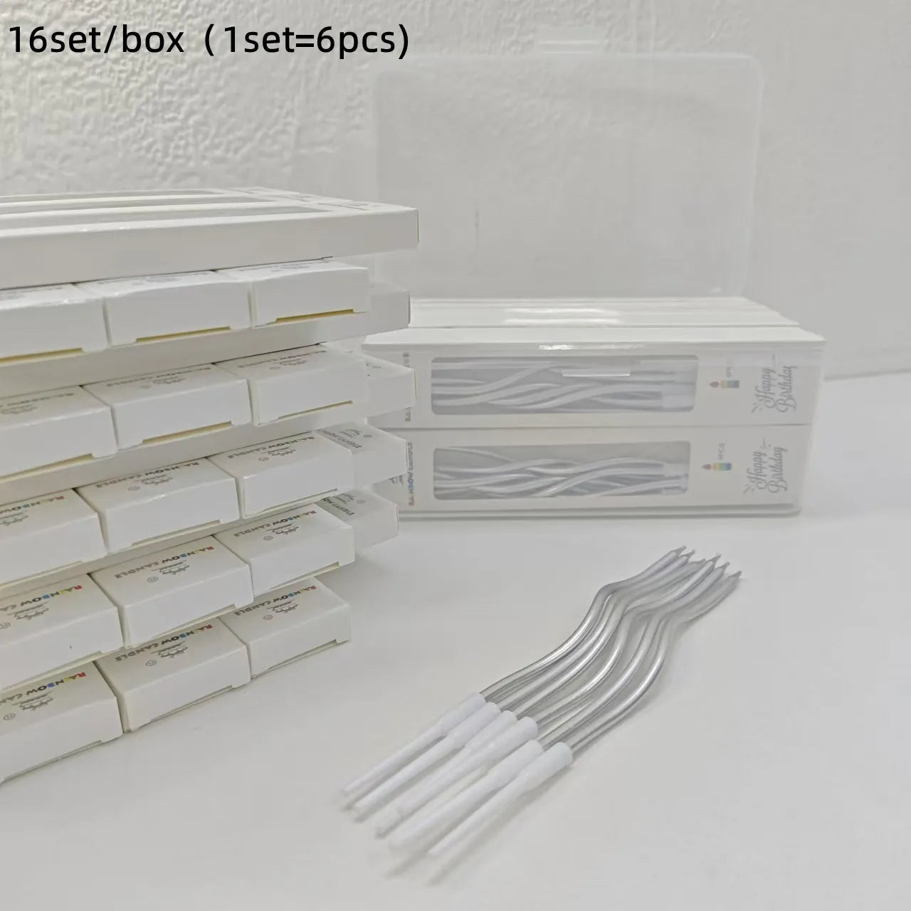 6/120/96Pcs Curved Cake Candles Birthday Baby