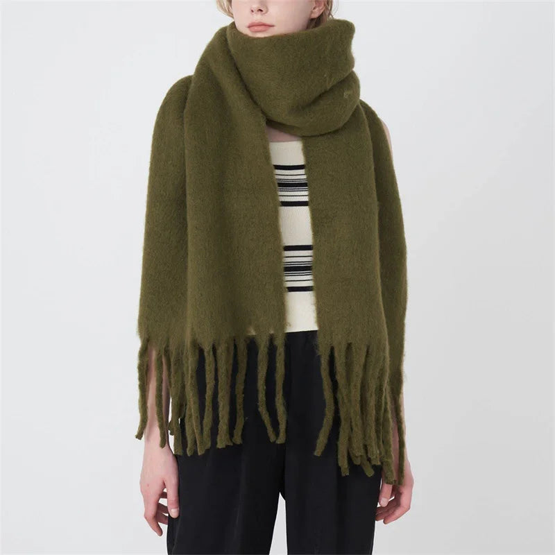 Luxury Cashmere Bright Solid Colors Scarf Winter Shawl