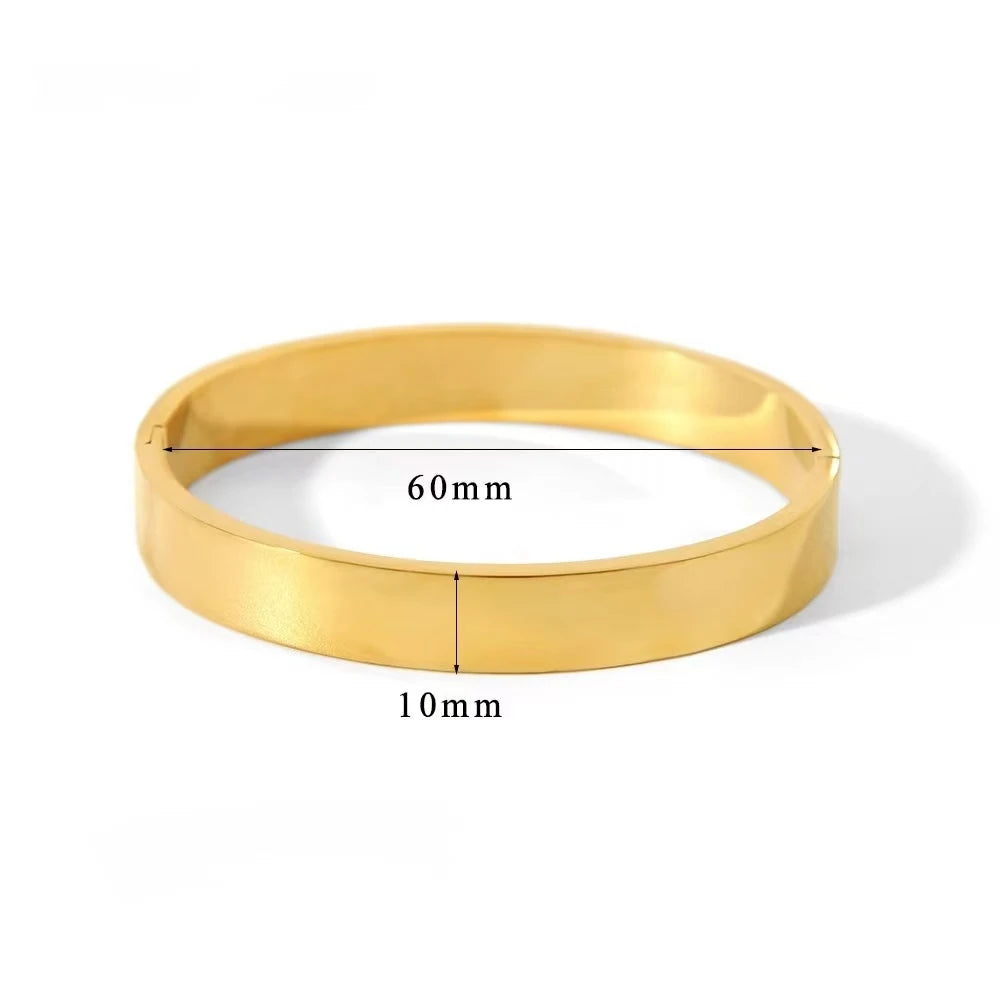 Waterproof Stainless Steel Oval Smooth Bracelet Bangle