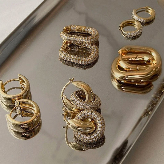 Fashion CZ Zircon Round Huggie Hoop Earrings