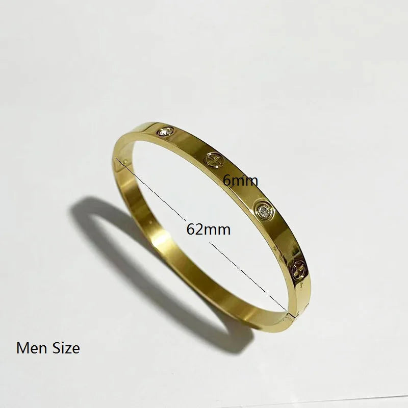 Gold Color Zircon And Cross Nut Nail Bracelet & Bangle