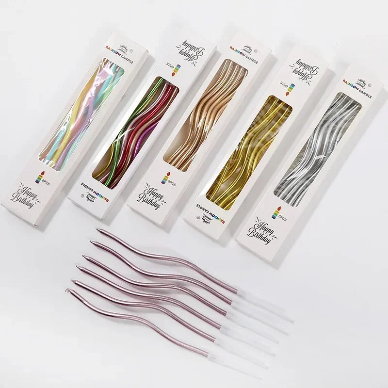 6/120/96Pcs Curved Cake Candles Birthday Baby