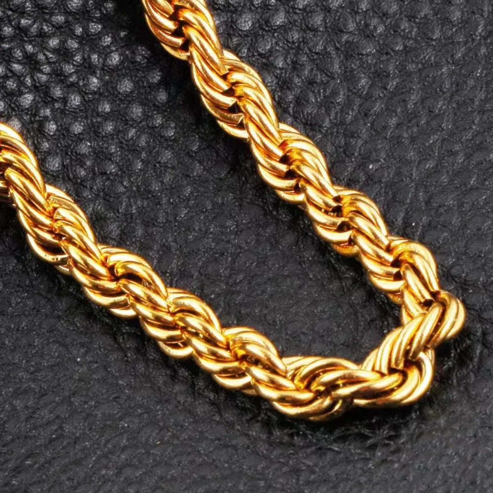 Noble 45-60cm 18K Gold 4mm Rope Chain Necklace